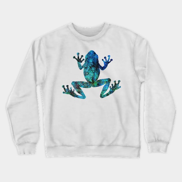 Colorful Blue Turquoise Frog Amphibian Gift For Frog Lover Crewneck Sweatshirt by twizzler3b